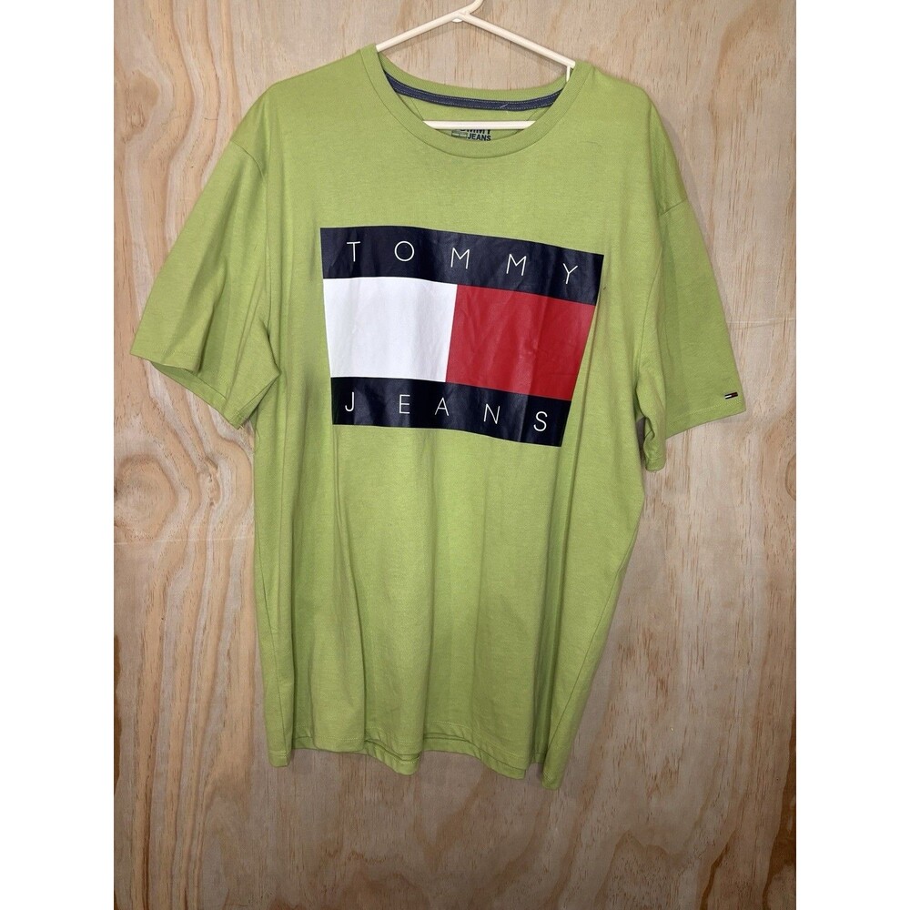 RETRO Tommy Hilfiger Tommy Jeans Big Flag Logo Green T-Shirt XL NWT